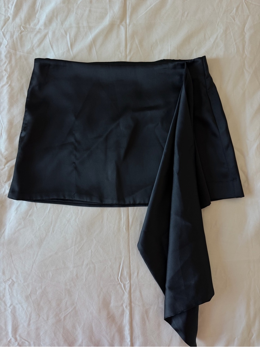 Zara Black Draped Mini Sateen Skirt for out size L